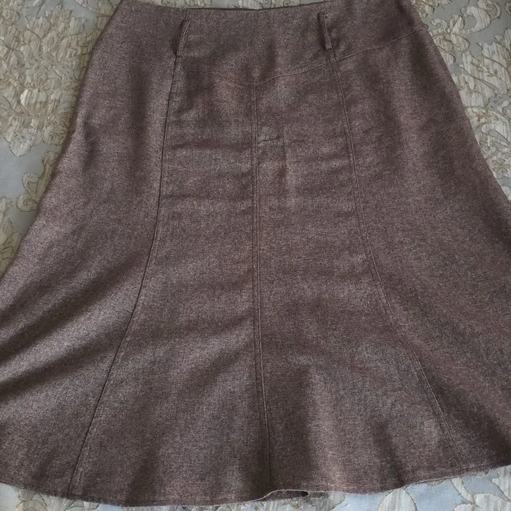 Heathered Ponte Knit Chocolate Brown Size 14 Skirt With Belt Loops